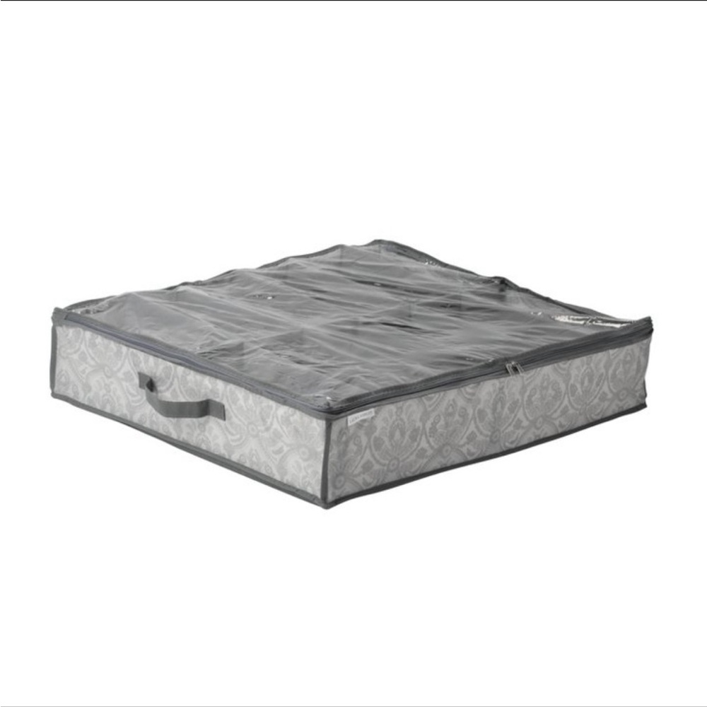 Laura Ashley under bed shoe box - grey - folds flat w/handles - approx 29x24x6